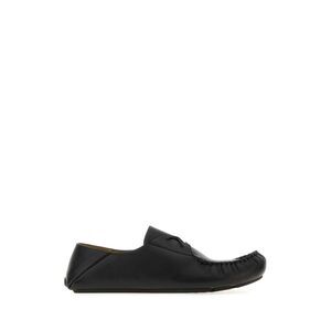 Loewe Men Black Leather Rambla Loafers